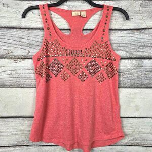 Daytrip Coral Studded Racerback Tank Top M